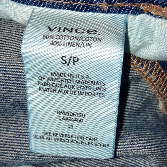 VINCE Drawstring Cropped Denim Trouser, Light Wash - Picture 6 of 7